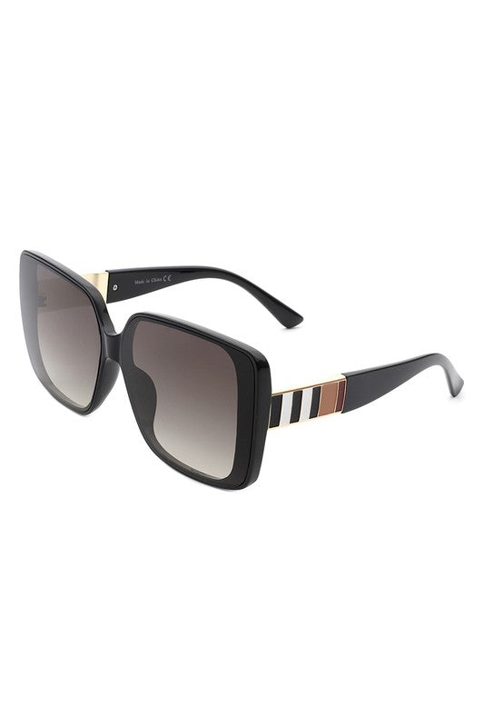 Side view of Smoke flat top square sunglasses