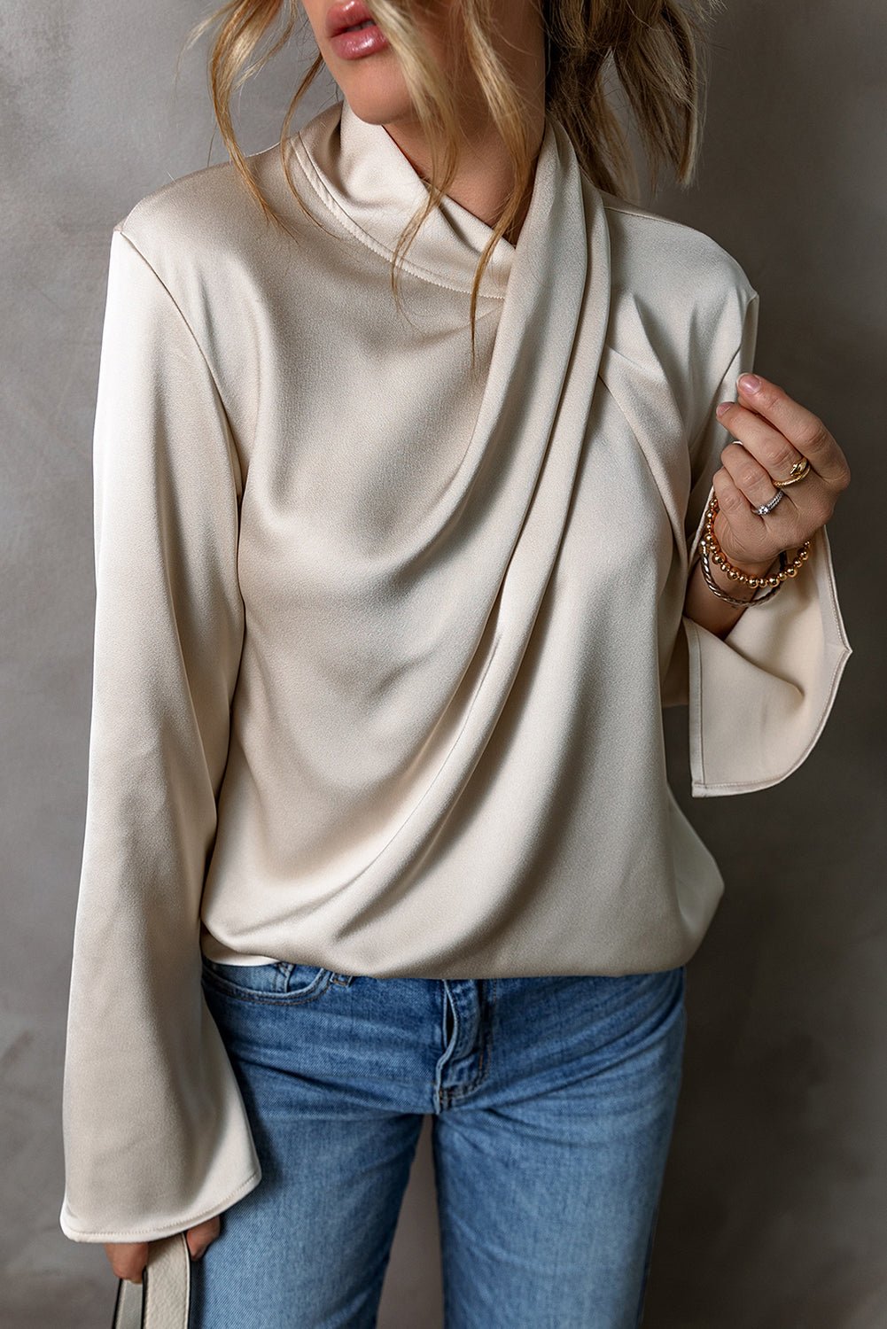 Asymmetric Satin Blouse: Effortless Elegance - The Charming Petite