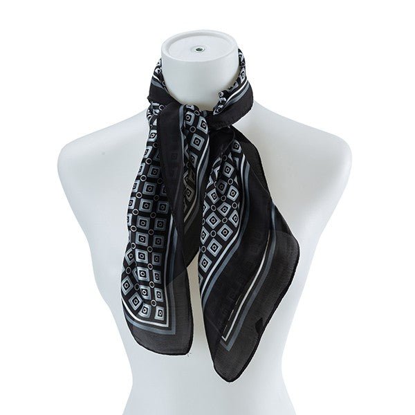 Black Geometric Design Scarf - The Charming Petite