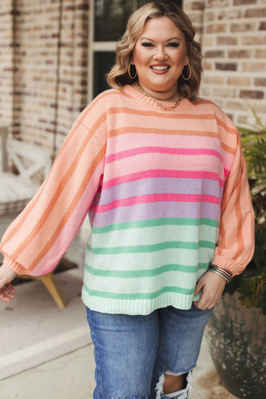 Chic Plus Size Sweater with Balloon Sleeves - The Charming Petite