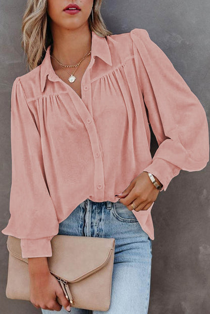 Chic Polyester Blouse with Pleats - The Charming Petite