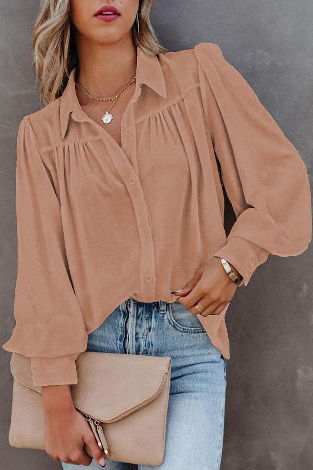 Chic Polyester Blouse with Pleats - The Charming Petite