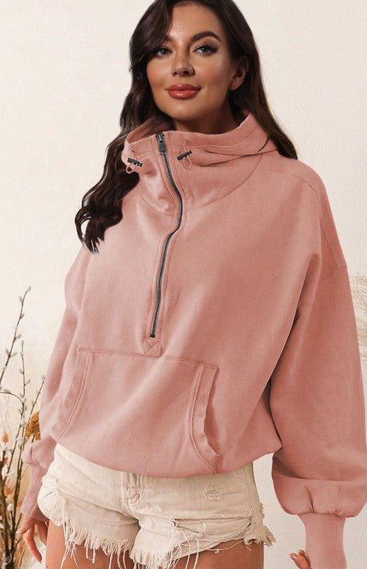 Cozy Half Zip Pullover Sweater - The Charming Petite