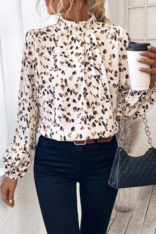 Elegant Pleated Leopard Print Top - The Charming Petite