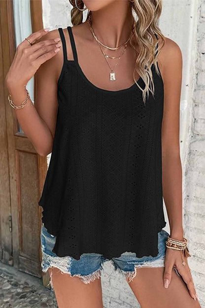 Eyelet Cami Top with Scoop Neck - The Charming Petite