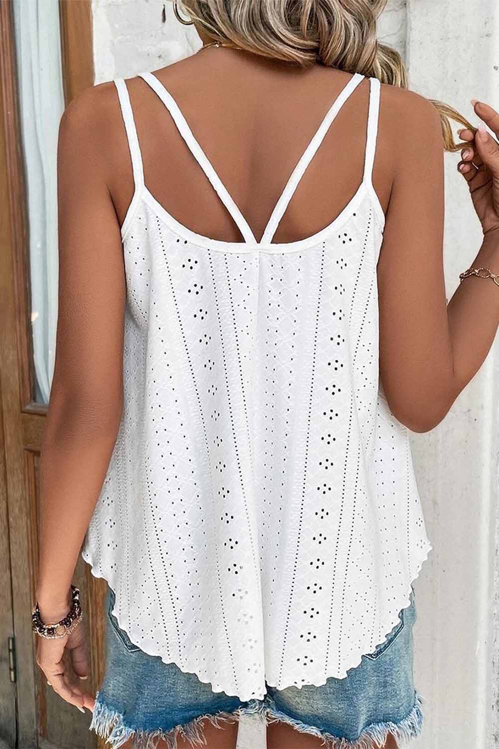 Eyelet Cami Top with Scoop Neck - The Charming Petite