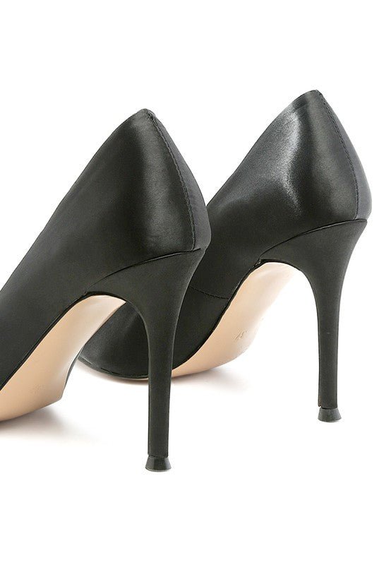 Fizzy Goblet Satin Stiletto Pumps - The Charming Petite