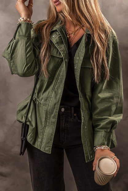 Moss Green Safari - Style Jacket - The Charming Petite