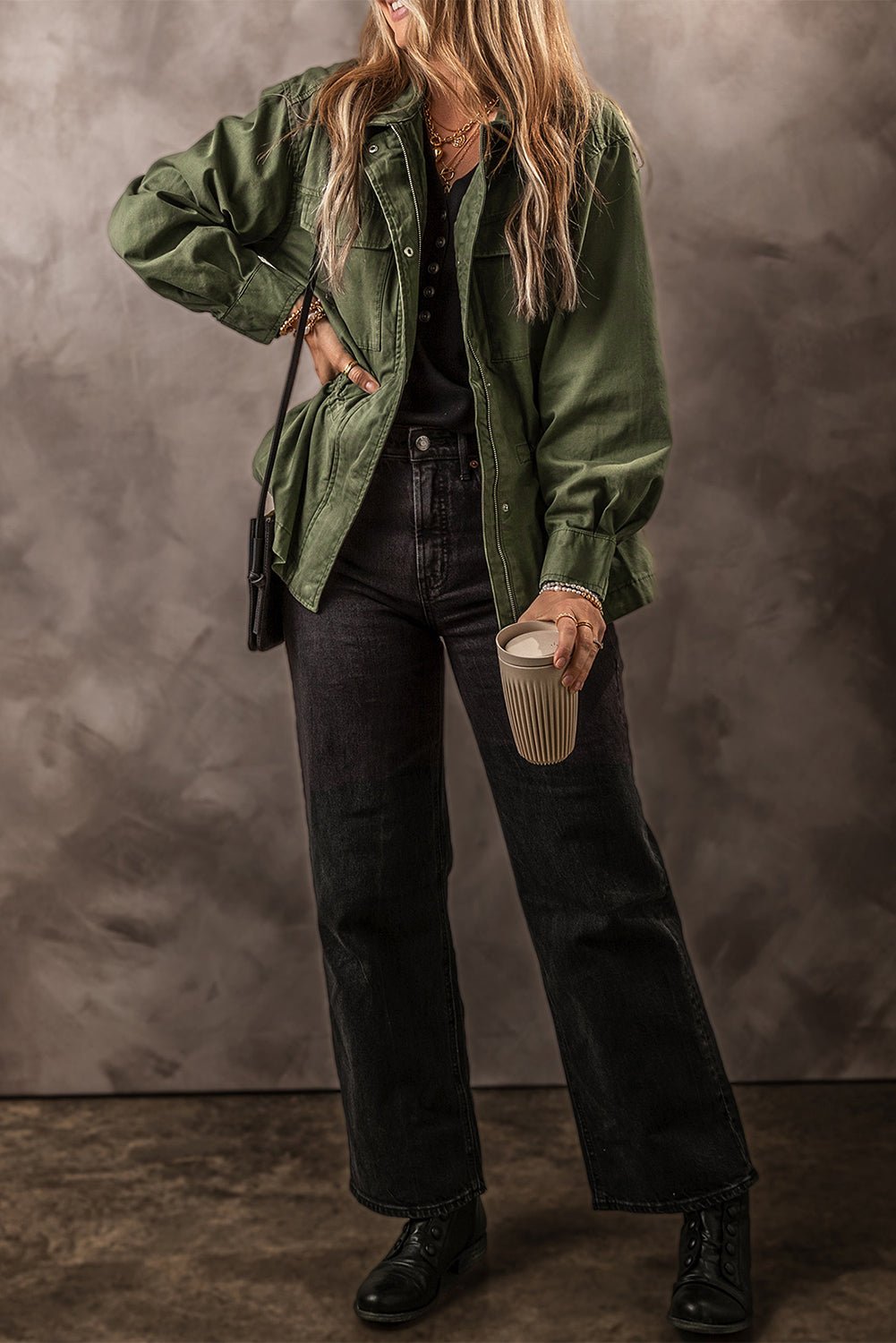 Moss Green Safari - Style Jacket - The Charming Petite