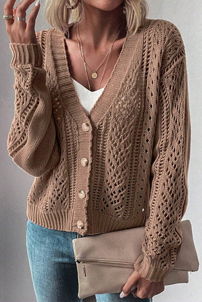 Relaxed Fit Trendy Cardigan in Teal/Khaki - The Charming Petite