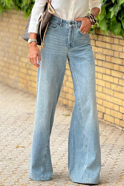 Retro Dusk Blue Flared Leg Jeans - The Charming Petite