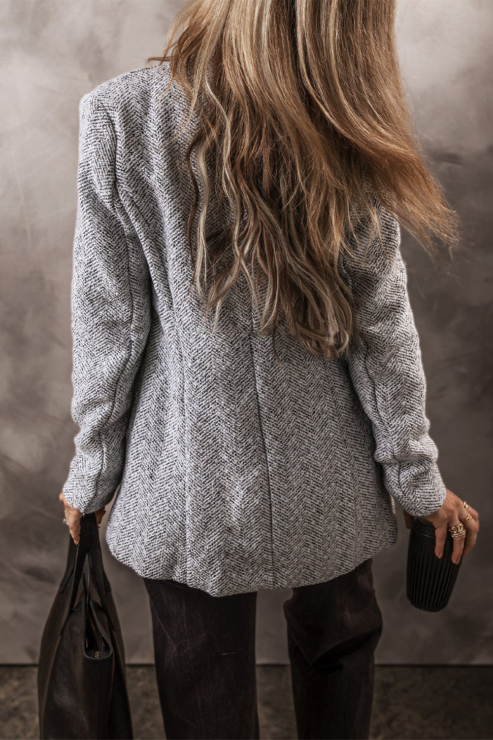 SO \\\\\\\\Light Grey Long Jacket: Versatile Elegance - The Charming Petite