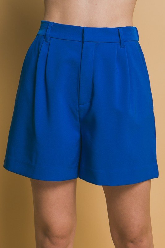 Stylish Vertigo Blazer Shorts with Pockets in Black or Azure - The Charming Petite