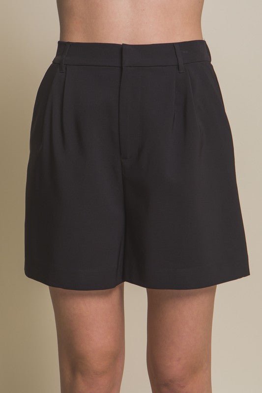 Stylish Vertigo Blazer Shorts with Pockets in Black or Azure - The Charming Petite