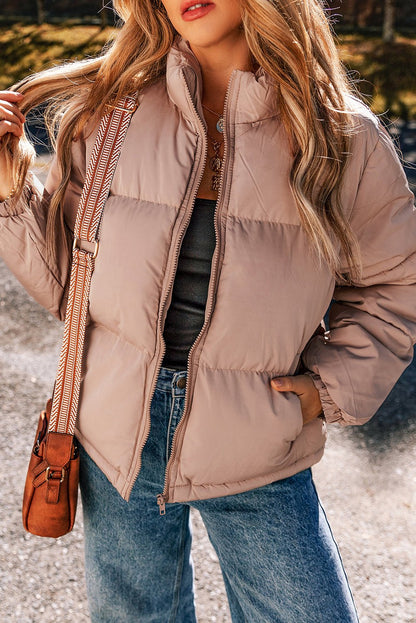 Trendy Apricot Pink Winter Jacket - The Charming Petite