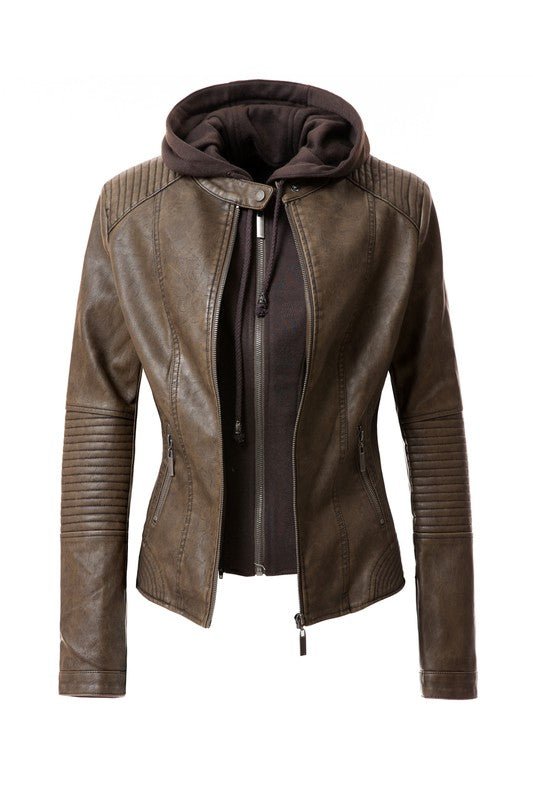 Versatile Faux Leather Jacket for Women - The Charming Petite