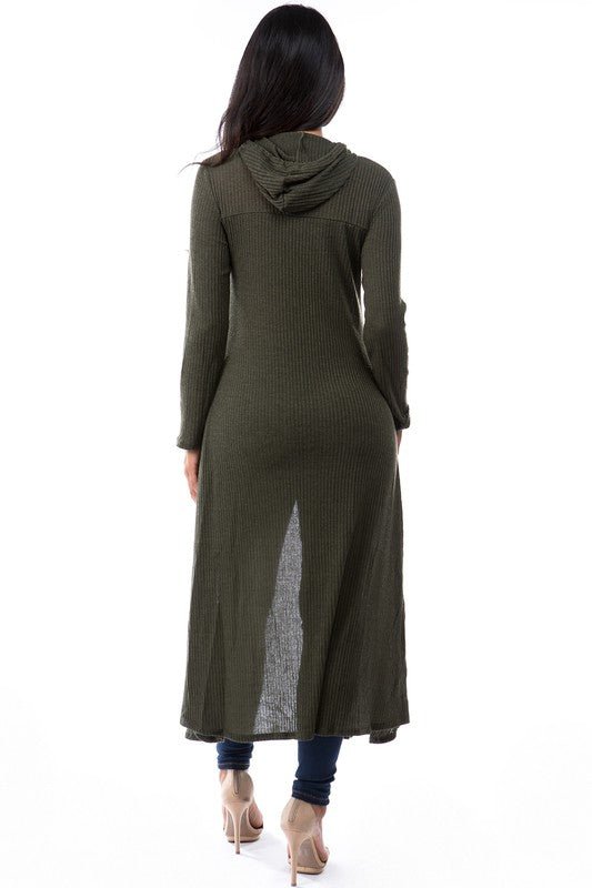 Asymmetrical Sweater Hoodie Back View- The Charming Petite