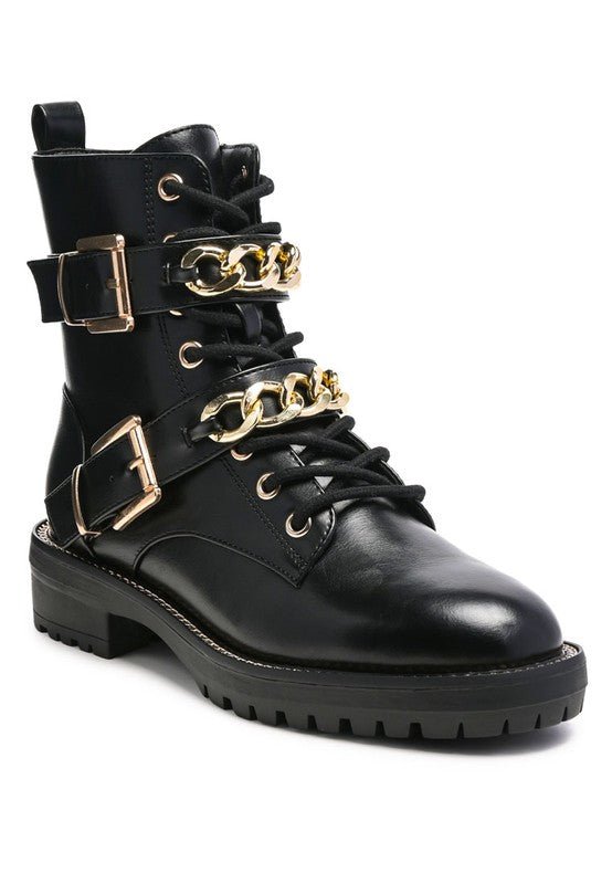 BILLY ATTA GIRL METAL CHAIN DETAIL BIKE BOOT - The Charming Petite