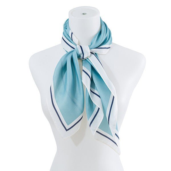 CHIC SATIN FASHION SQUARE NECK SCARF MINT Front View - The Charming Petite