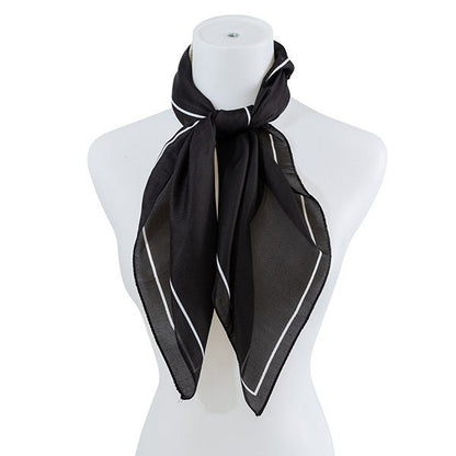 CHIC SATIN FASHION SQUARE NECK SCARF BLACK Front View - The Charming Petite