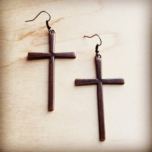 Copper Cross Earrings - The Charming Petite