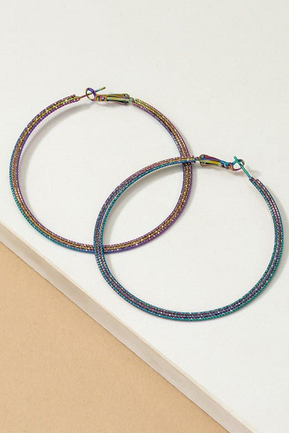 Holographic Textured Hoop Earrings - The Charming Petite