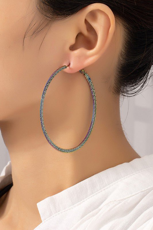 Holographic Textured Hoop Earrings - The Charming Petite