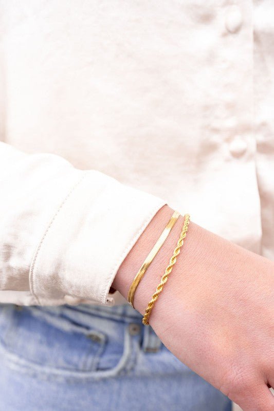 Luxe Gold Herringbone Bracelet - The Charming Petite