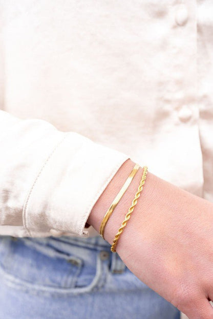 Luxe Gold Herringbone Bracelet - The Charming Petite