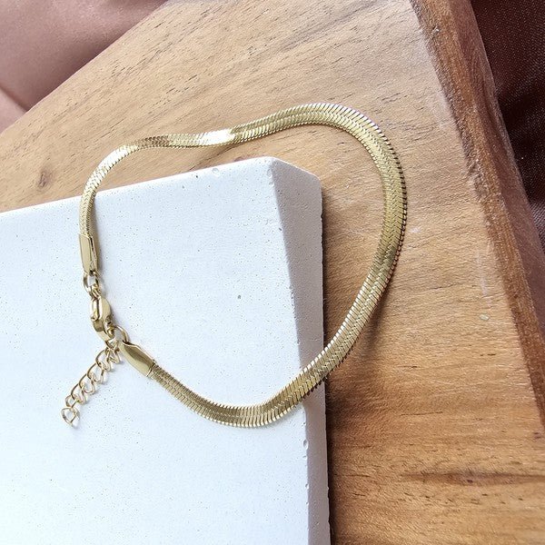 Luxe Gold Herringbone Bracelet - The Charming Petite