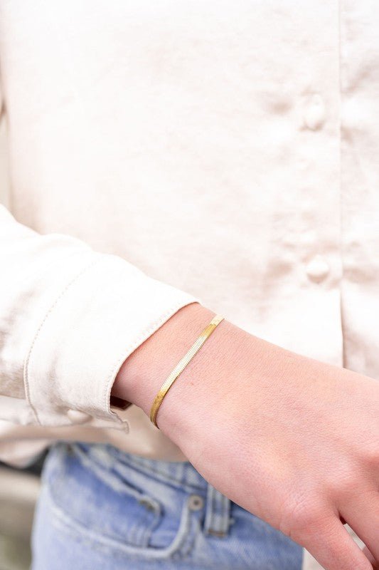 Luxe Gold Herringbone Bracelet - The Charming Petite