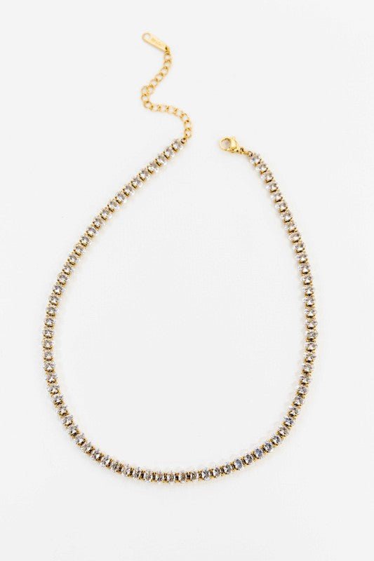 Oval Stone Tennis Necklace - The Charming Petite