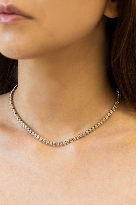 Oval Stone Tennis Necklace - The Charming Petite