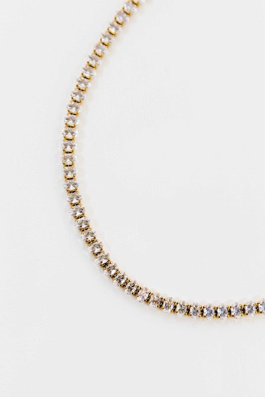 Oval Stone Tennis Necklace - The Charming Petite