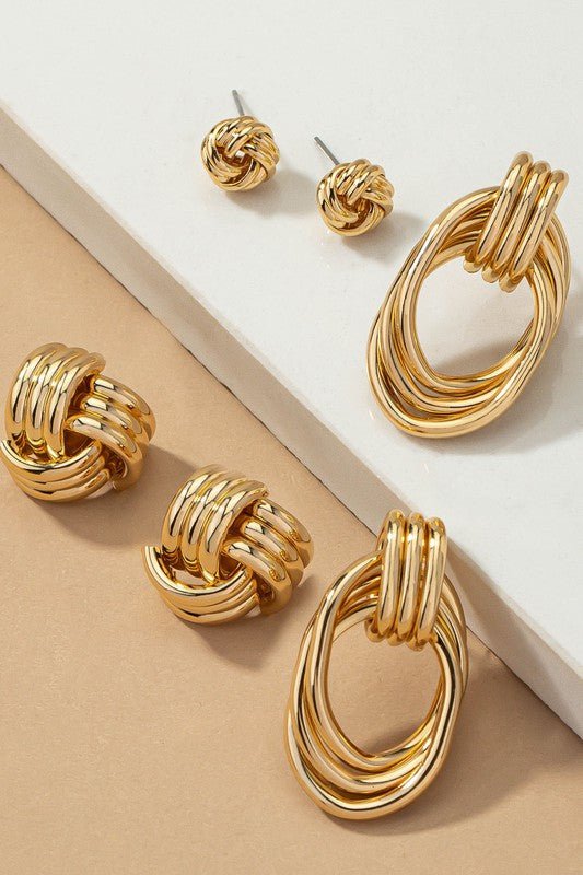 Trio knot and hoop earrings - The Charming Petite