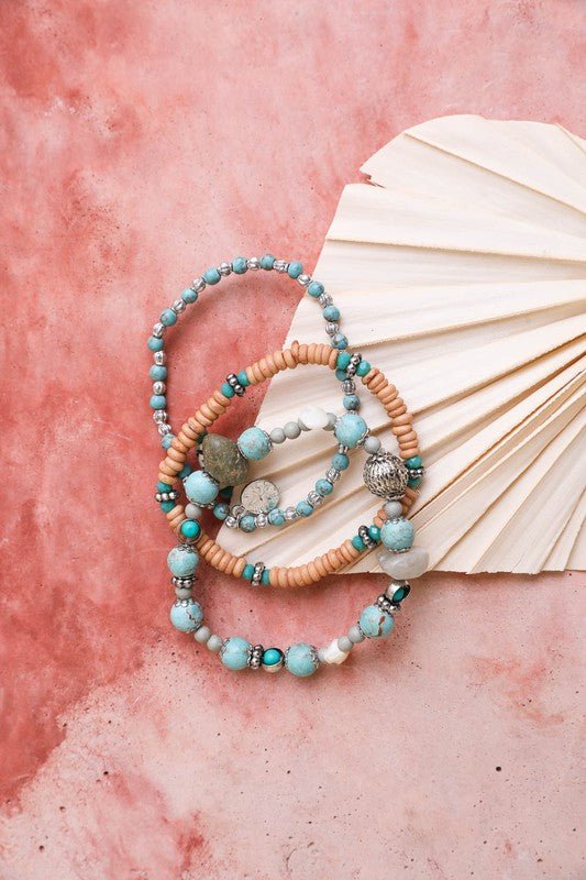 Turquoise Mixed Bead Stackable Bracelet - The Charming Petite