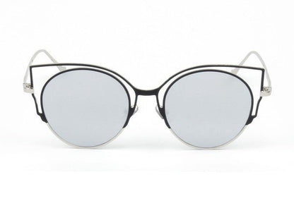 Women's Mirrored Round Cat Eye Fashion Sunglasses - The Charming Petite